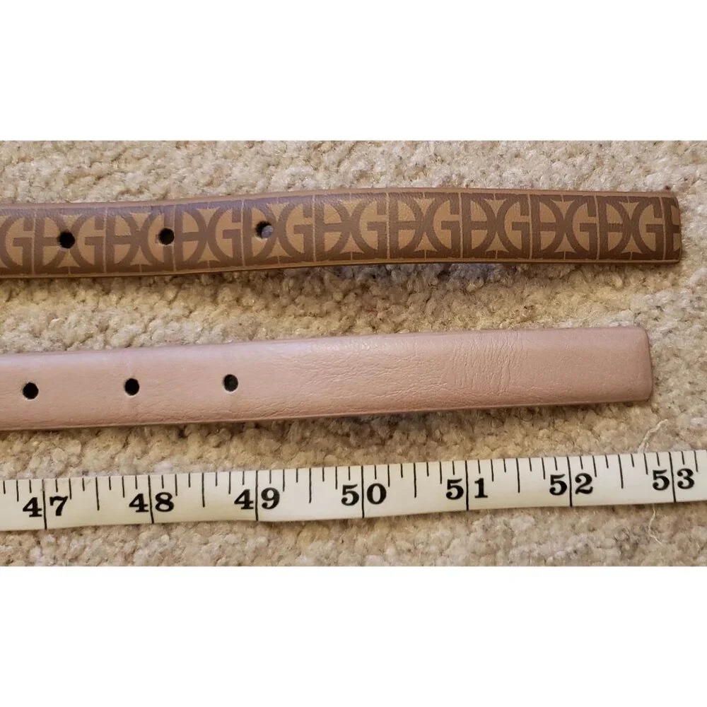 Gianni Bernini Set of 2 Skinny Belts Pink Logo Goldtone Buckle 2X EUC